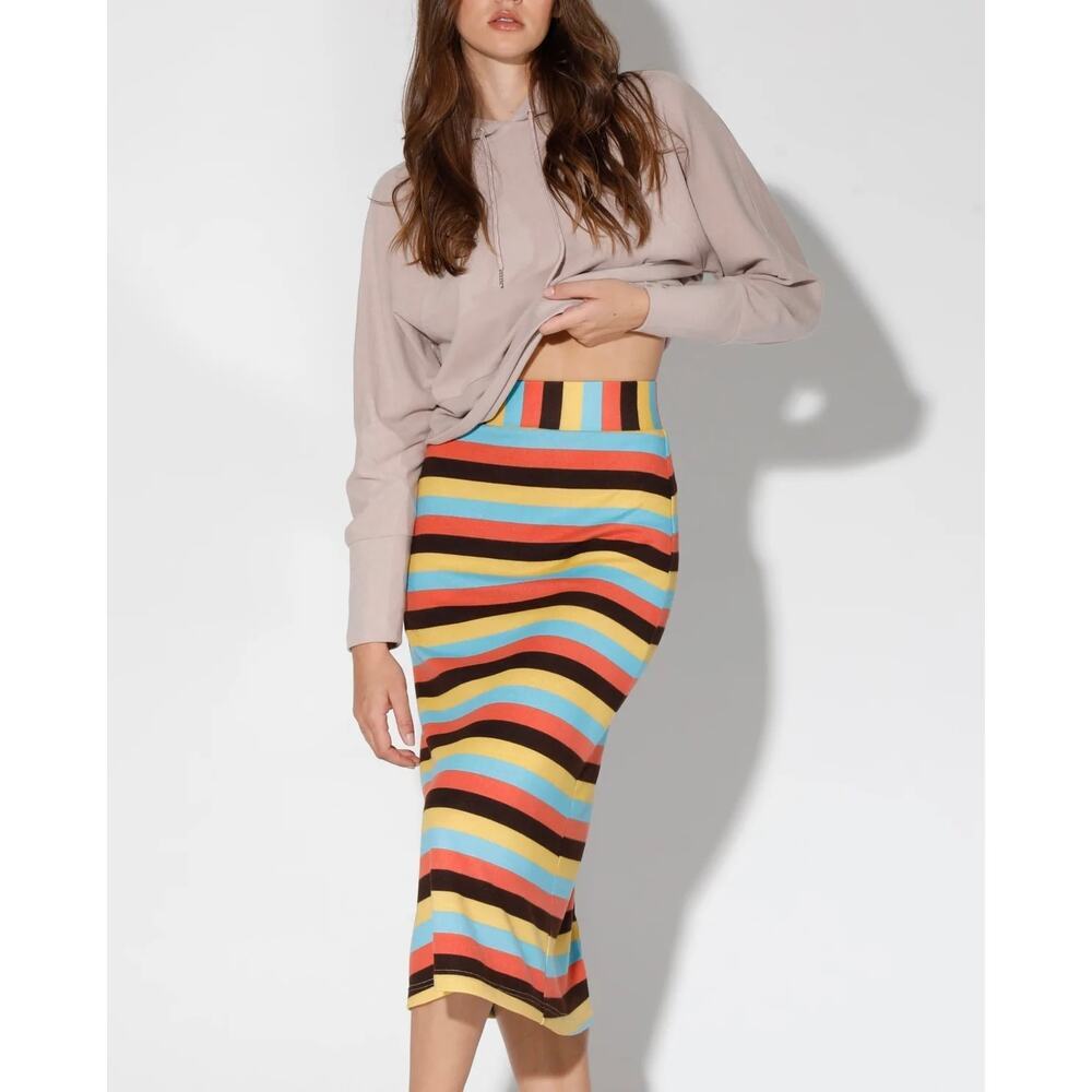 New Walter Baker Annika Mod Stripe Knit Midi Skirt Women's Size S